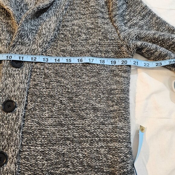 Hollister Men's M Shawl Collar Button Cardigan Sweater Gray/Black Wool Blend - Picture 5 of 6